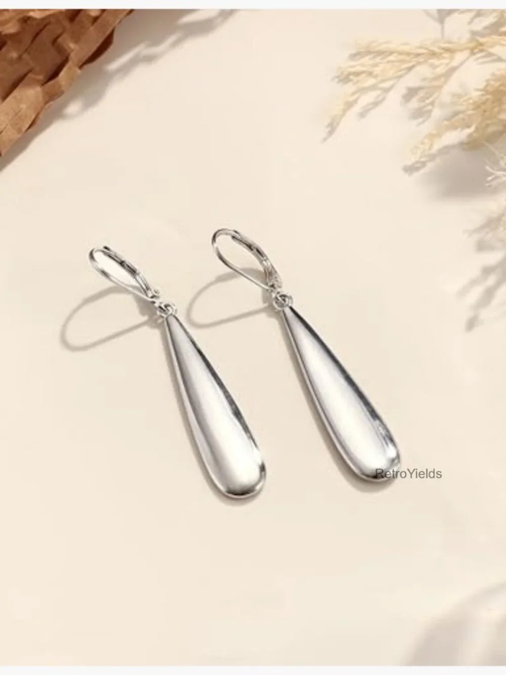 925 Sterling Silver Leverback Dangle Earrings Hypoallergenic Teardrop